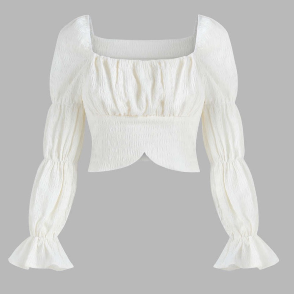 Wide Neck Long Sleeve Crop Top